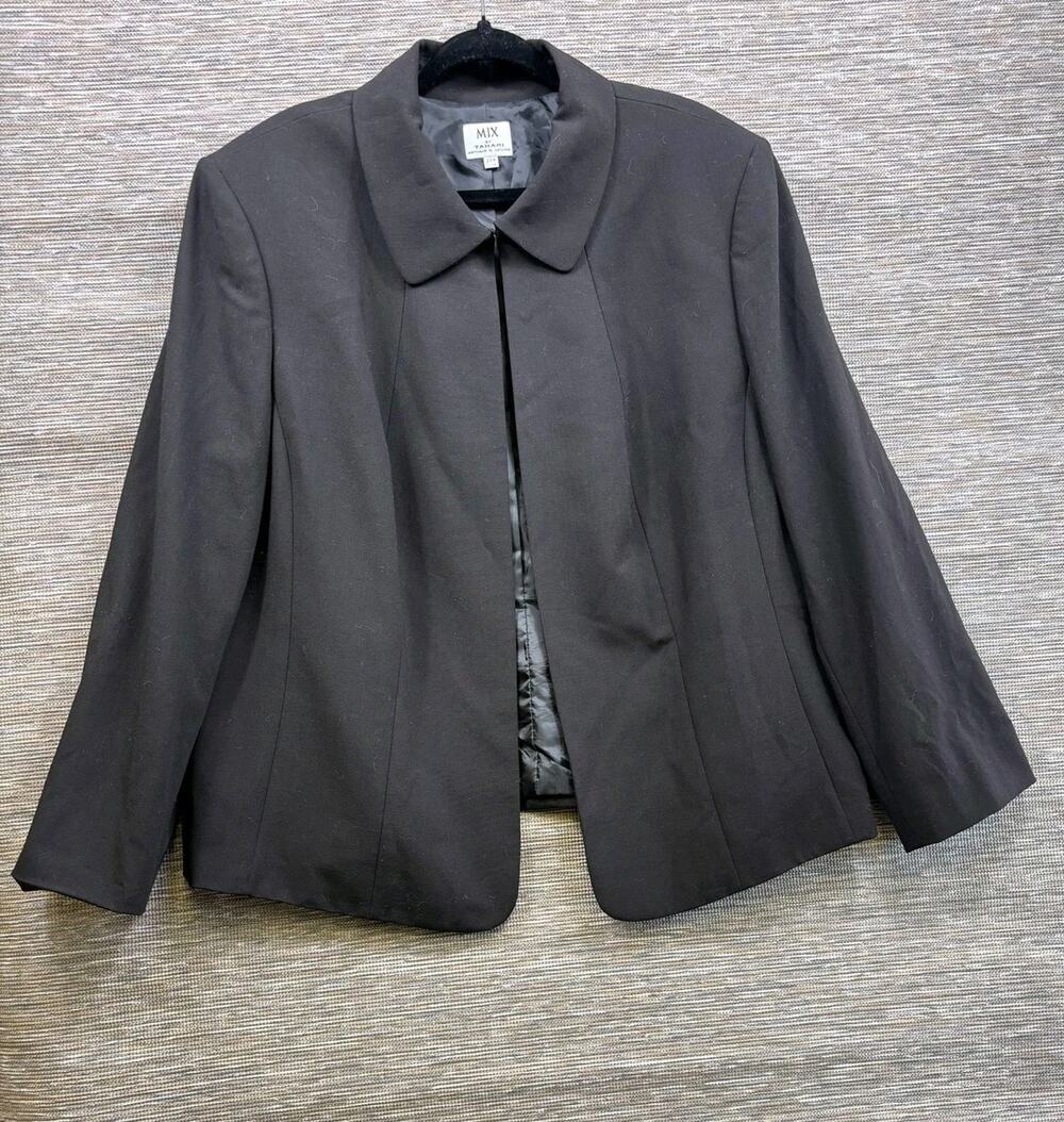 MIX By Tahari Arthur S Levine Blazer Womens 22W Black Lined Open Front Career
